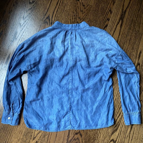 Cloth & Stone/Anthro Chambray Denim V-Neck Top EUC - Picture 6 of 7